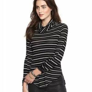 We The Free Stripes Drippy‎ Thermal Knit Cowl Neck Sweater S